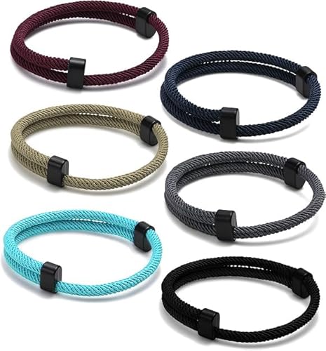 TempBeau Armband für Herren Segeltau Surferarmband: 6 Pcs Handgemacht Surfer Armbänder für Männer und Damen Nautic Seil Armband Einstellbar Geflochtenes Armbänder von TempBeau