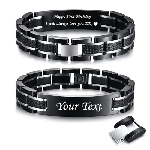 Armband Herren Silber Papa Personalisiertes : Geschenk Armkette Edelsathl 21.5cm Gravur Männer Glieder armbänder Junge Schmuck für Dad Geburtstagsgeschenk Vatertagsgeschenk von TempBeau