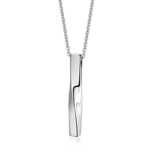 TempBeau Halskette Männer Silber Möbius Anhänger Geometric Herren Halskette Edelstahl mit 60cm Ketten Schmuck Geschenk für Männer Junge Teenager von TempBeau