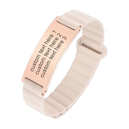 Personalisiertes Armband Damen Herren - Gummi Armbänder mit Gravur, Wasserfest Sport Armband mit Edelstahlschild für Frauen Männer, Inspirierende Geschenke für Vater Mutter Jungen Mädchen von TempBeau