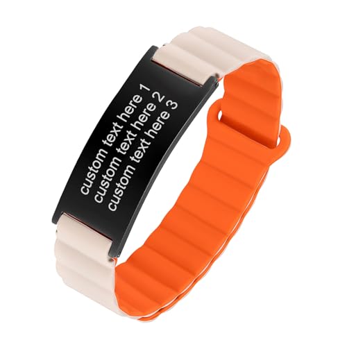 Personalisiertes Armband Damen Herren - Gummi Armbänder mit Gravur, Wasserfest Sport Armband mit Edelstahlschild für Frauen Männer, Inspirierende Geschenke für Vater Mutter Jungen Mädchen von TempBeau