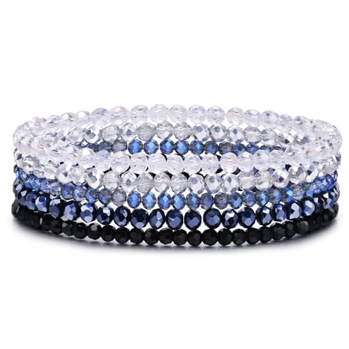 Armband Damen Perlen Kristall : Mehrschichtiges Armbänder 5pcs Silber Handmade Stretch Armkette für Frauen Modeschmuck Bleu Beste Freundin Geschenke für mama Tochter Armband Damen Perlen Kristall : Mehrschichtiges Armbänder 5pcs Silber Handmade Stretch Armkette für Frauen Modeschmuck Bleu Beste Freundin Geschenke für mama Tochter von TempBeau