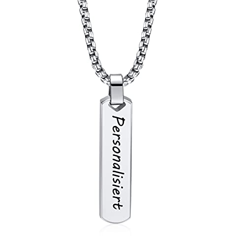 TempBeau Halsktte Herren Personalisiertes Papa : Gravur Halskettes Männer Silber mit 60cm Ketten Edelsathl Schmuck Geschenk Geburtstagsgeschenk Vatertagsgeschenk für Dad von TempBeau