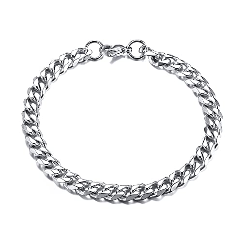 TempBeau Herrenarmbänder Silber Panzerkette: Klobiges Kettenarmband Edelstahl 8 mm 10 mm 12 mm Armreif Schmuck Geschenke für Männer Junge Frauen Hip Hop Rapper von TempBeau