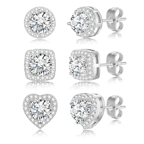 Ohrringe Stecker Set für Damen, Ohrstecker aus Kupfer für Mädchen Frauen, Hypoallergen Ohrringe Set mit Zirkonia, Wasserfest Stecker Earrings für Mütter Ehefrauen Töchter Schwestern (Silber,207) Ohrringe Stecker Set für Damen, Ohrstecker aus Kupfer für Mädchen Frauen, Hypoallergen Ohrringe Set mit Zirkonia, Wasserfest Stecker Earrings für Mütter Ehefrauen Töchter Schwestern (Silber,207) von TempBeau