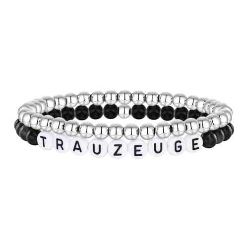 Trauzeuge Herren Armband Perlen : Natursteinperlen Schwarz Armbänder Edelstahl Silber Handmade Stretch Armkette für Männer Freund Bester Mann Hochzeit Geschenk von TempBeau