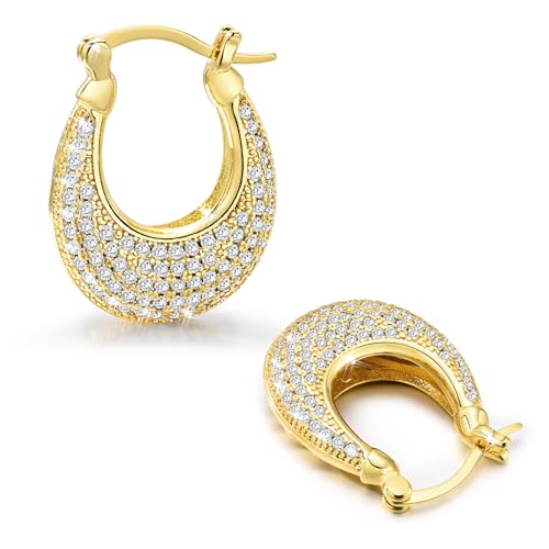 Tropfen Ohrringe für Damen : Chunky Vergoldet Earrings für Frauen, Leichte Ohrringes Kristall Hollow Open Hoops Hypoallergene Vergoldete, Modeschmuck Geschenk für Mädchen von TempBeau