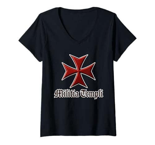 Damen Militia Templi - Maltese Cross T-Shirt mit V-Ausschnitt Damen Militia Templi - Maltese Cross T-Shirt mit V-Ausschnitt von Templar Gifts & Co.
