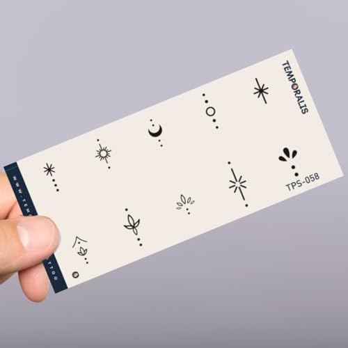 Finger-Tattoo – Temporalis® | Temporäres Tattoo, vegan und wasserfest – EU-zertifizierte Kosmetik – Hält 1 bis 2 Wochen [ Celestial-Set – 10 Motive ] von Temporalis