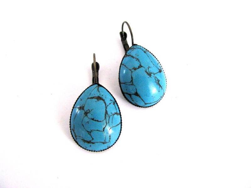 Kleine Tropfen Ohrringe Schlichte Süße Statement Blaue Türkis Boho Everyday Baumeln von TemptedByArtJewelry