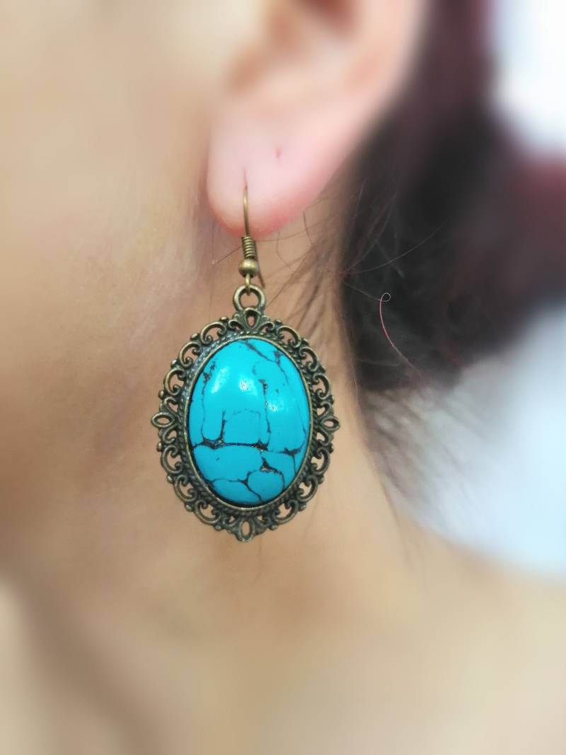 Türkis Ohrringe Geschenk Farbe Tropfen Schlichte Süße Statement Etwas Blau Schmuck Für Sie von TemptedByArtJewelry