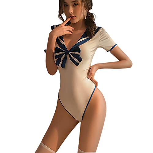 Temptshow Damen Dva Cosplay Japanischer Anime Kawaii Enge Öffnung Overall (Weiß) von Temptshow