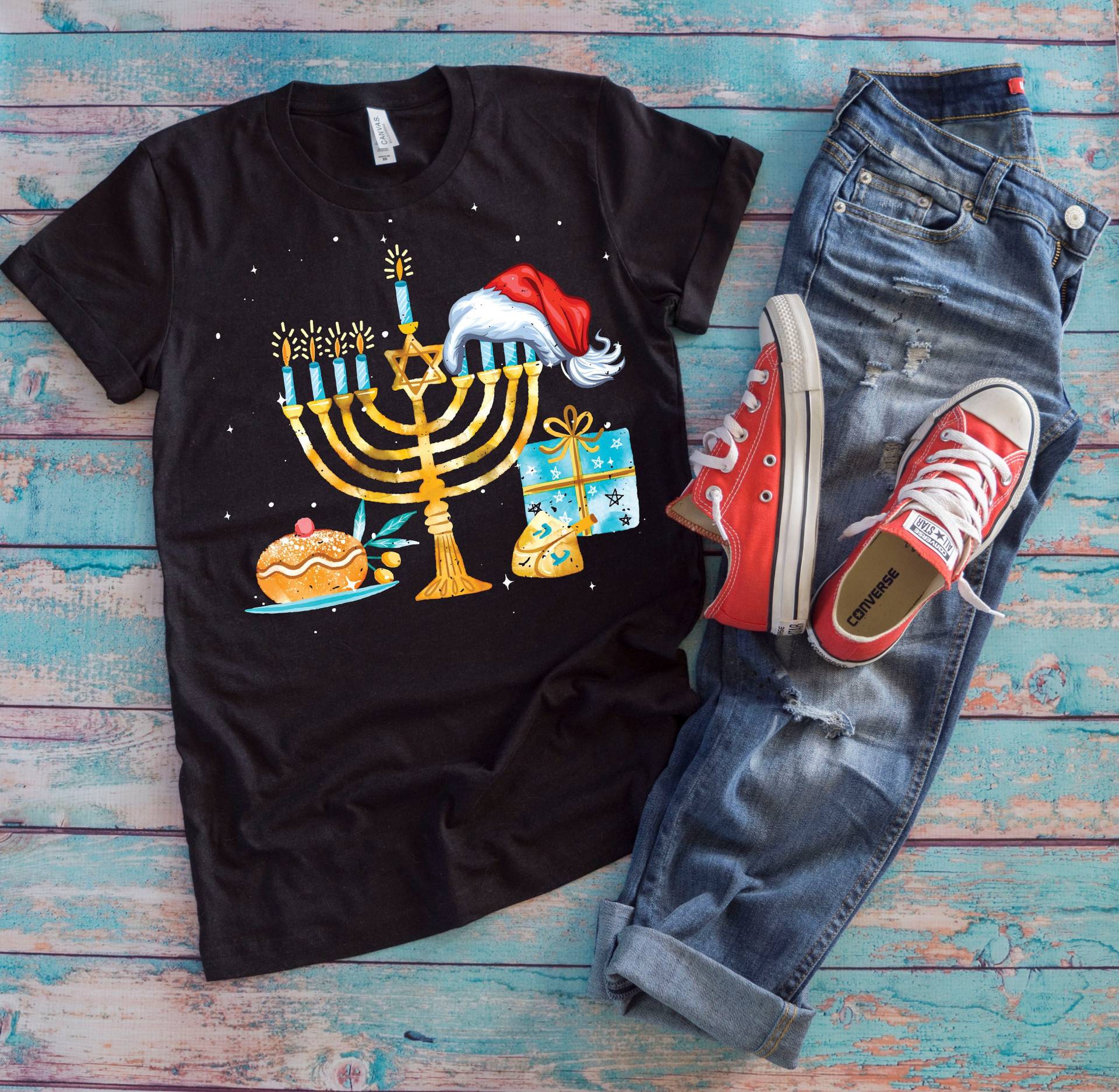 Chrismukkah Shirt | Menorah Mit Weihnachtshut Lustiges Weihnachten Hannukah Religiöses Geschenk von TempusVitae