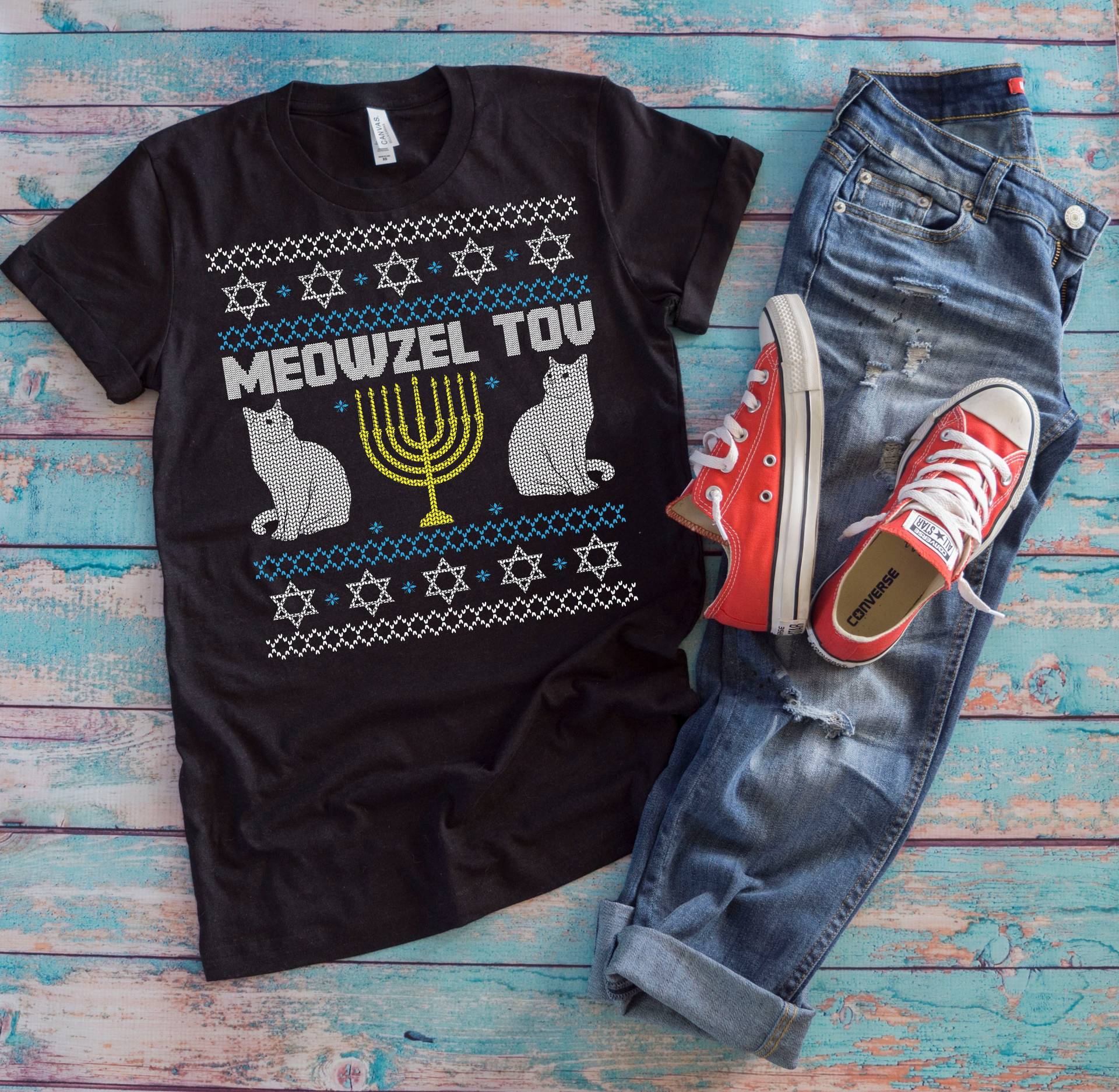 Happy Hanukkah Shirt | Meowzel Tov Lustiger Mazel Katze Pun Geschenk von TempusVitae