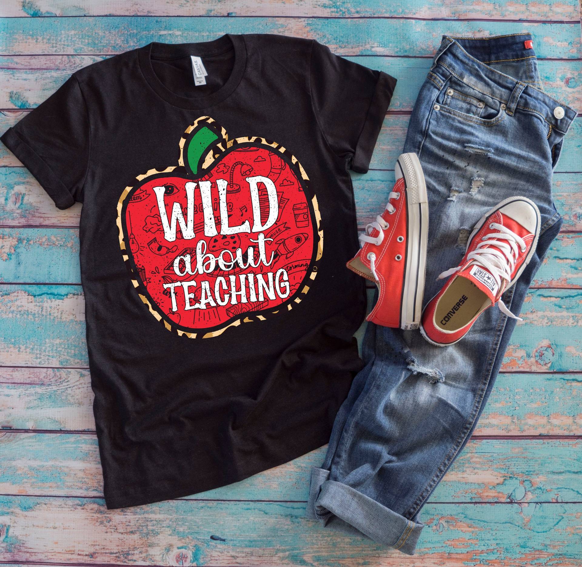 Lehrer Shirt | Wild About Teaching Lustige Apfel Lehrertag Geschenk von TempusVitae