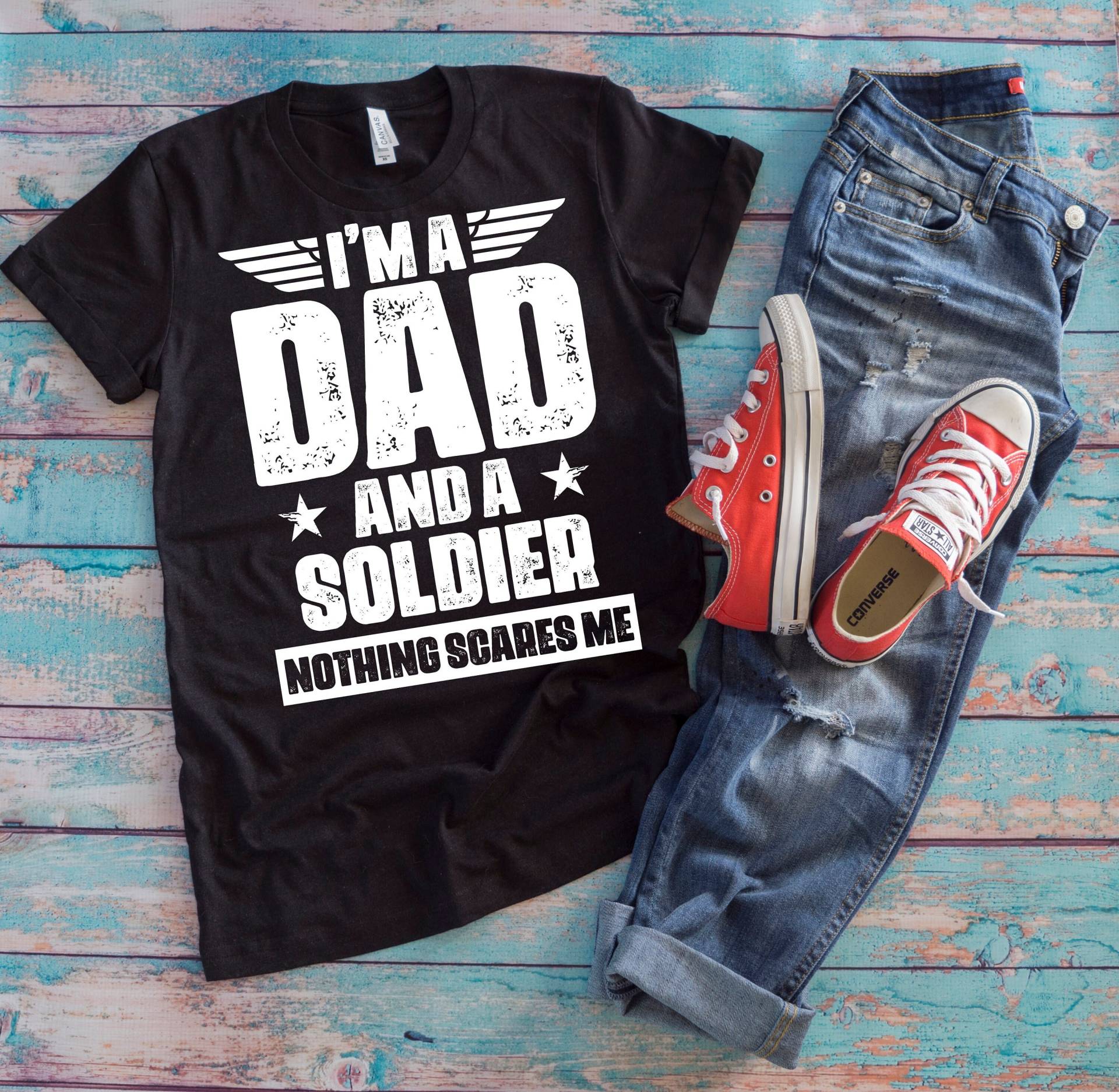 Militär Papa Shirt | I'm A Dad & Soldier Nothing Scares Me Lustiges Vatertagsgeschenk Us Army von TempusVitae