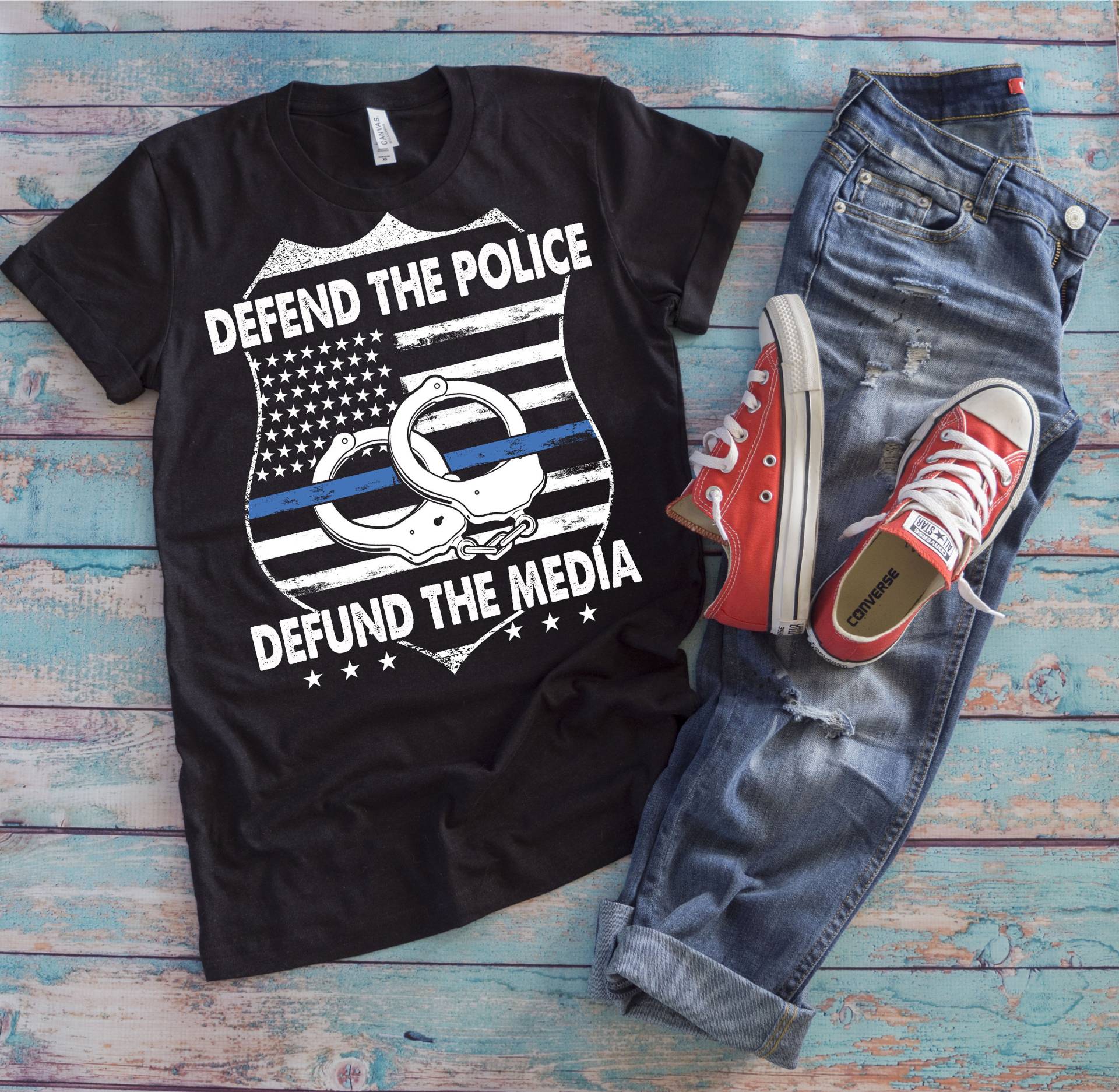 Polizei Support Shirt | Schützen Sie Die Defund Die Medien Anti Media Fake News Geschenk von TempusVitae