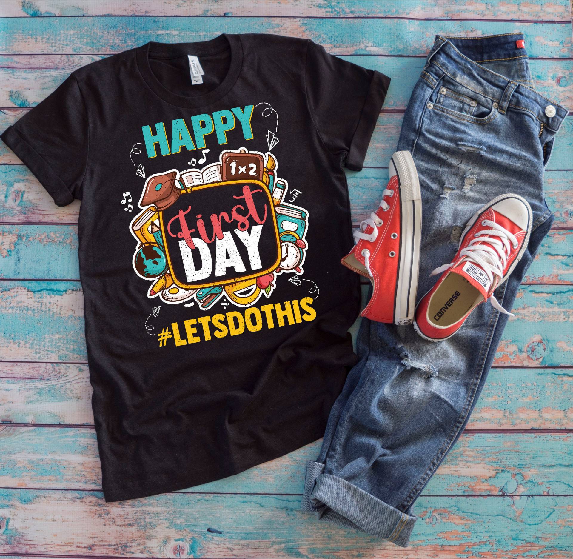 Schultagsshirt | Happy First Day Lets Do This Back To School Lehrer Geschenk von TempusVitae