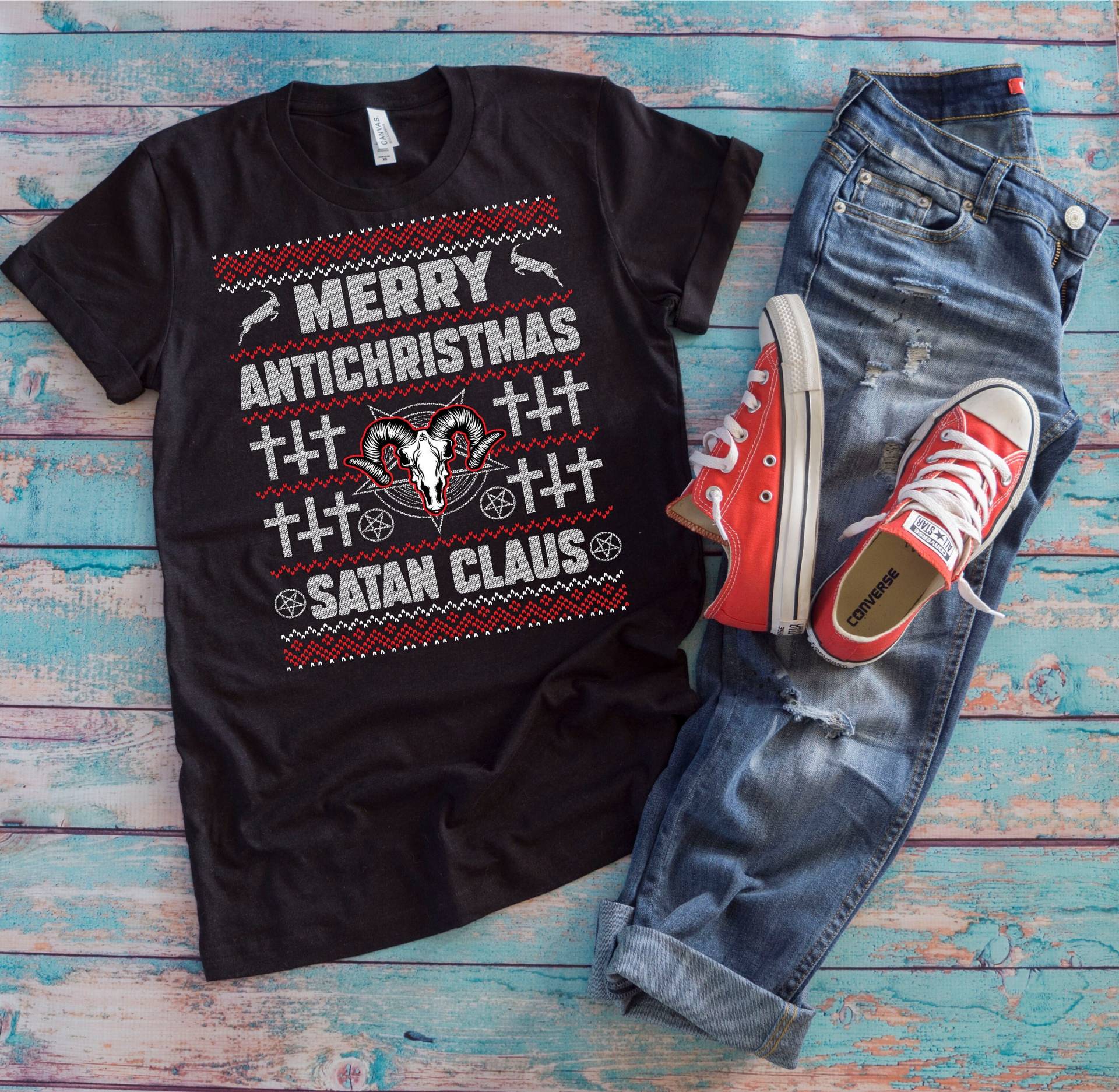 Weihnachten Satanist Shirt | Merry Antichristmas Satan Claus Gruseliger Satanismus Xmas Ugly Pullover Geschenk von TempusVitae