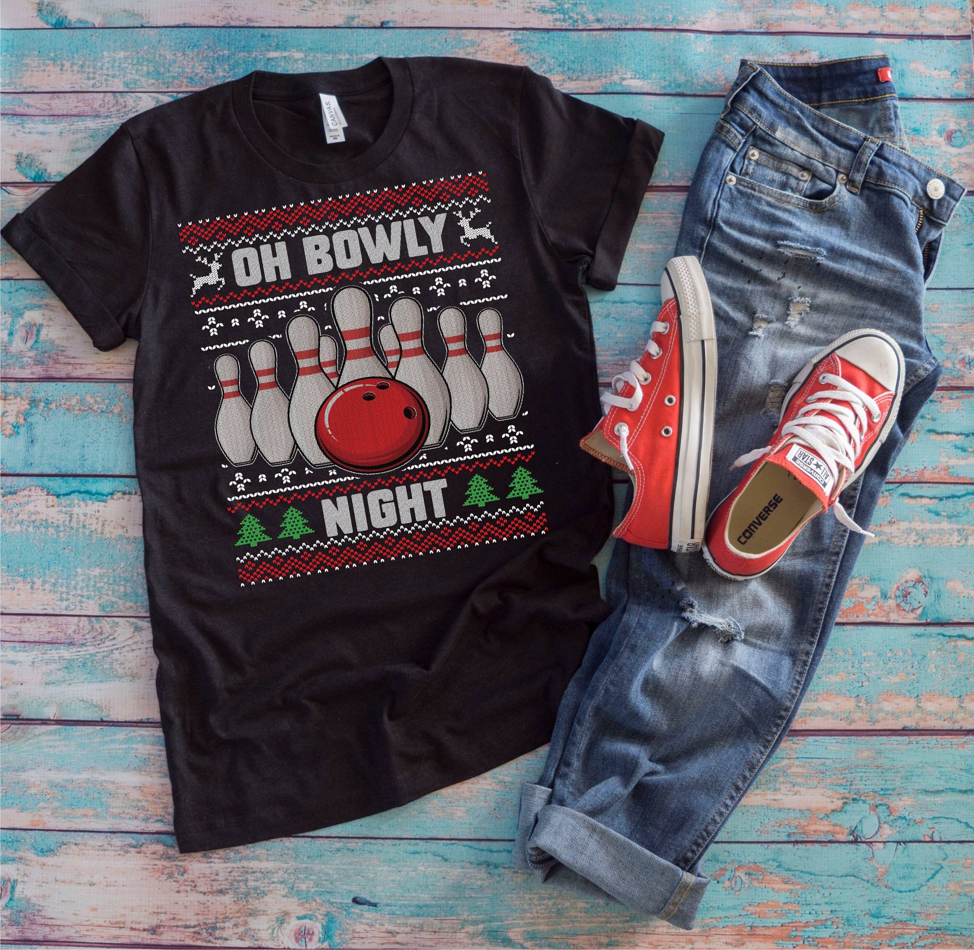 Weihnachts Bowling Shirt | Oh Bowly Night Lustiges Ugly Xmas Team Geschenk von TempusVitae