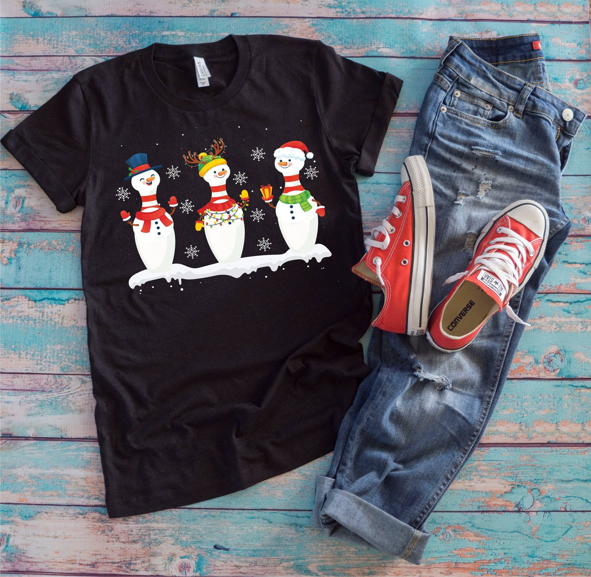 Weihnachts Bowling Shirt | Rentier Santa Pins Lustiges Bowler Geschenk von TempusVitae