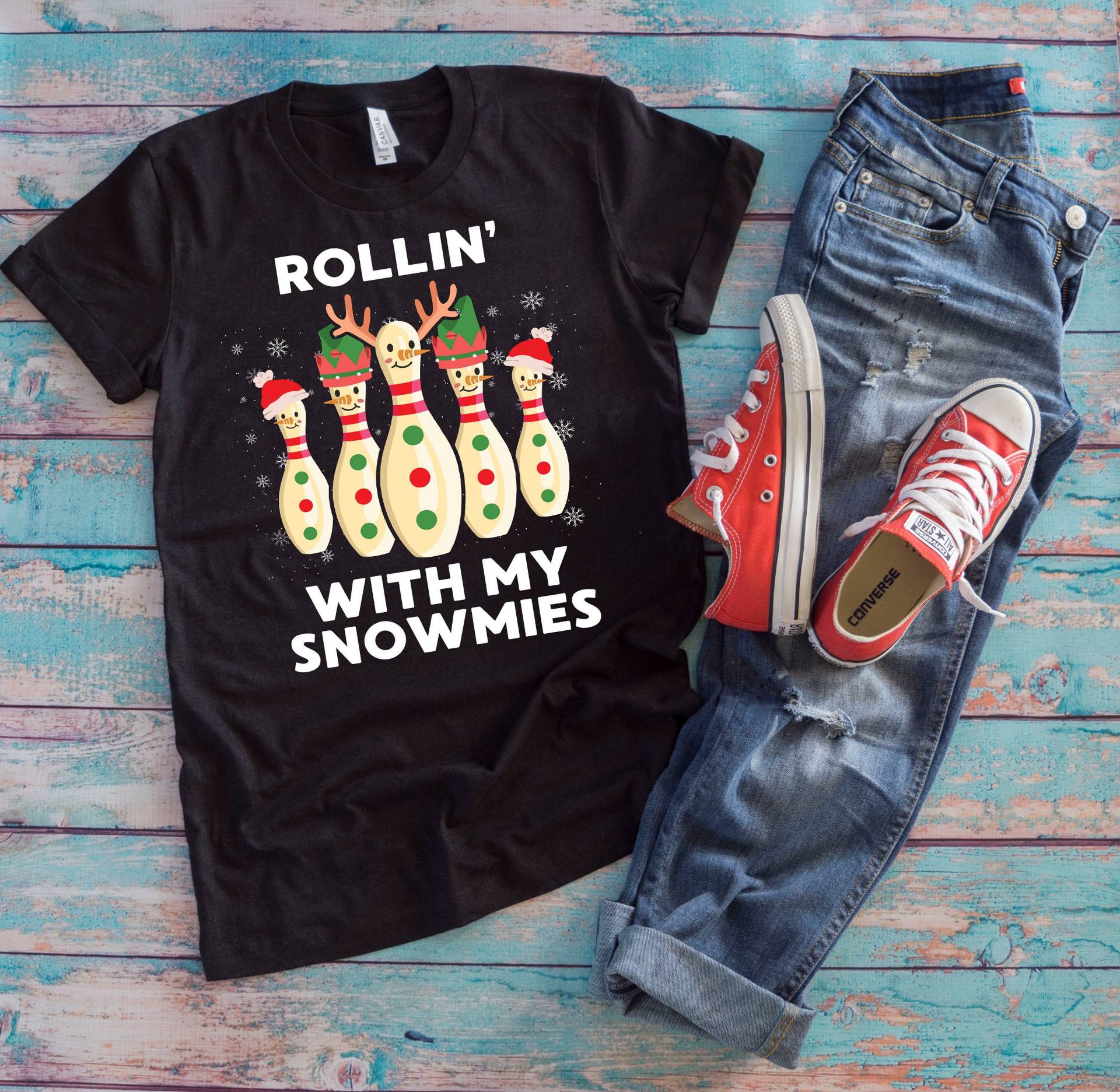 Weihnachts Bowling Shirt | Rollin' With My Snowmies Lustige Pins Geschenk von TempusVitae