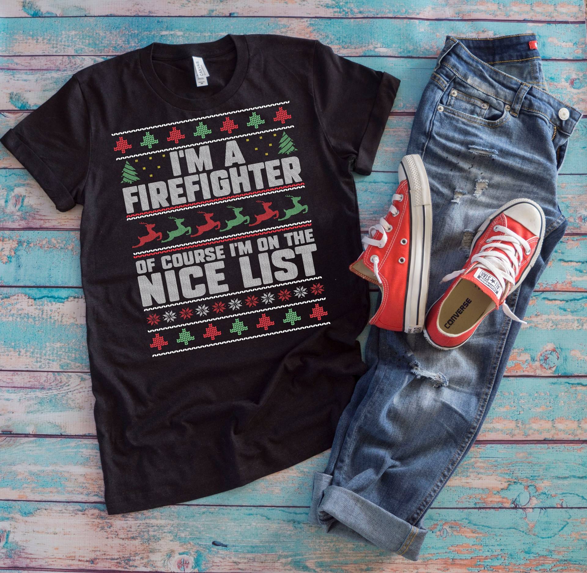 Weihnachts-Feuerwehr-Shirt | Ich Bin Ein Feuerwehrmann Natürlich Ich Auf Der Schönen Liste Xmas Fire Squad Ugly Pullover Geschenk von TempusVitae