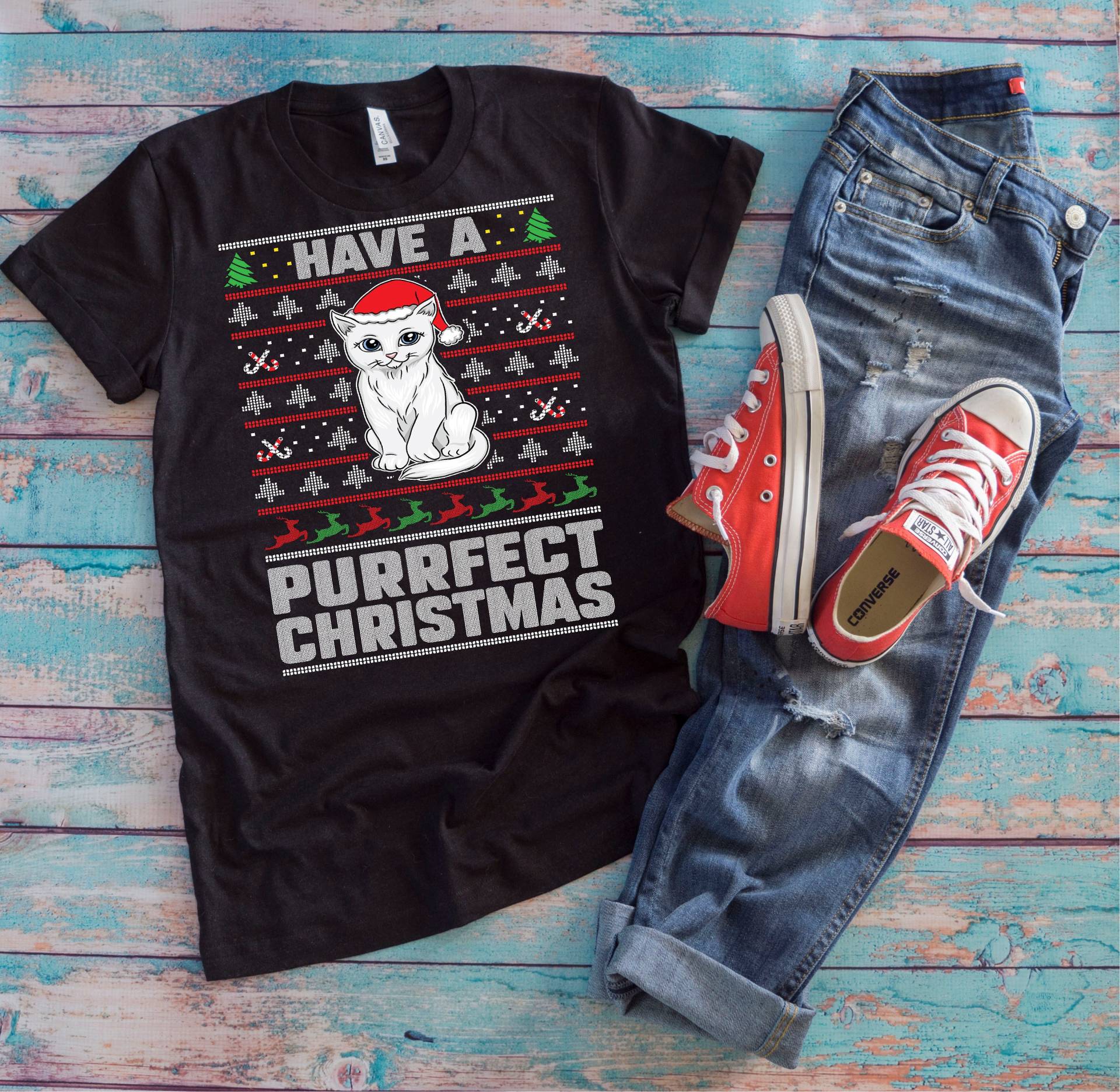 Weihnachts-Katzenshirt | Have A Purrfect Weihnachten Xmas Pun Lover Ugly Weihnachtspullover Katzenbesitzer Geschenk von TempusVitae