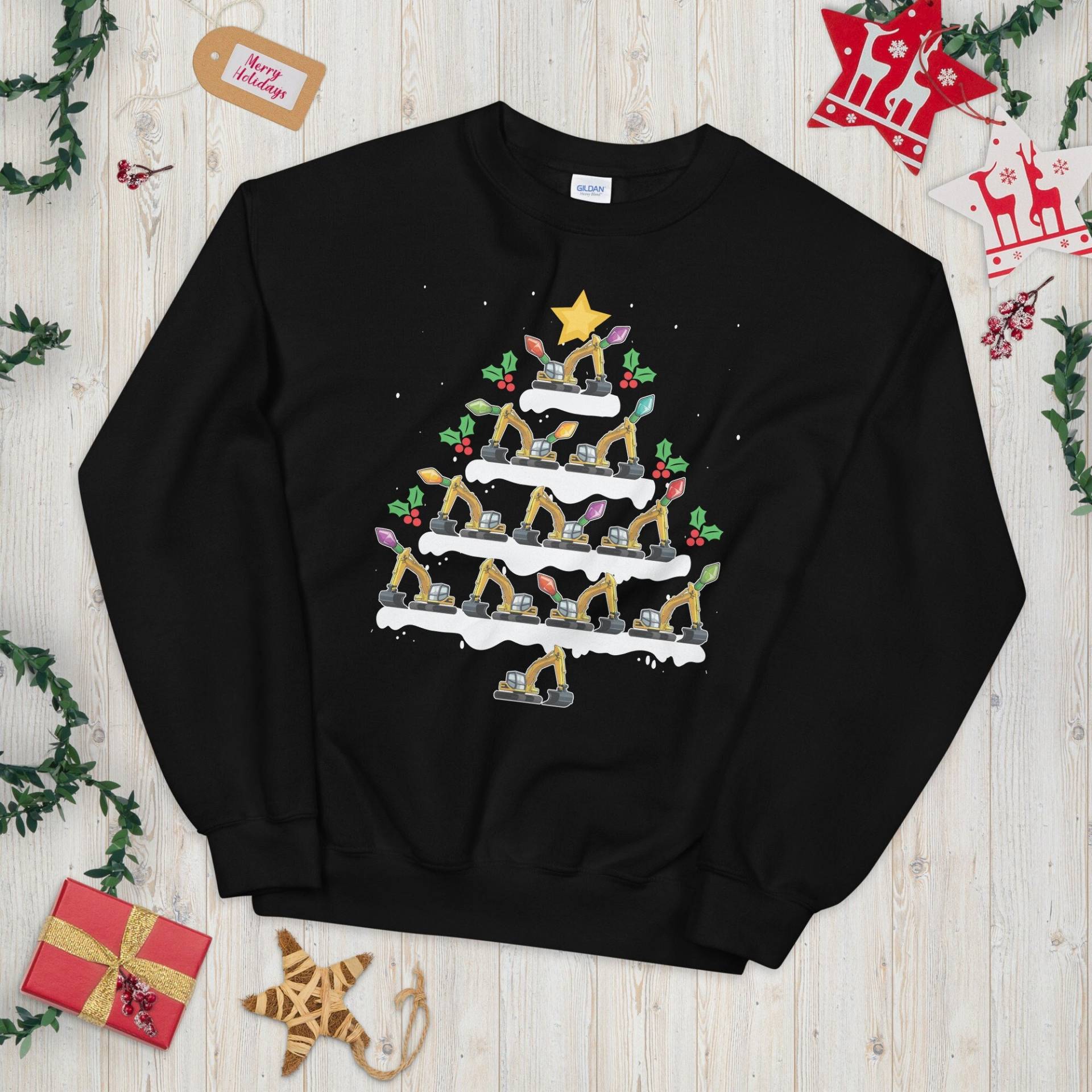 Weihnachts-Konstruktionspullover | Lustiges Weihnachtsbaum Bagger Sweatshirt von TempusVitae