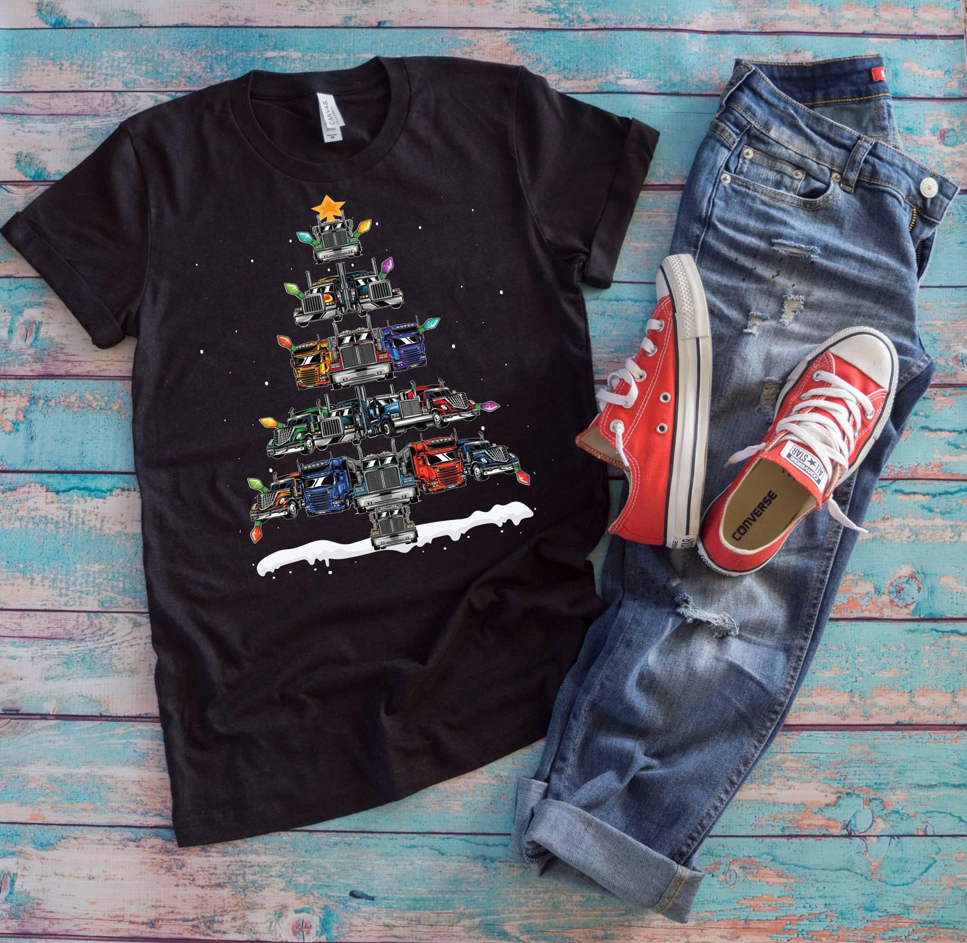 Weihnachts-Truck-Tree-Shirt | Trucking Heartbeat Truck Typ Xmas Saison Geschenk von TempusVitae