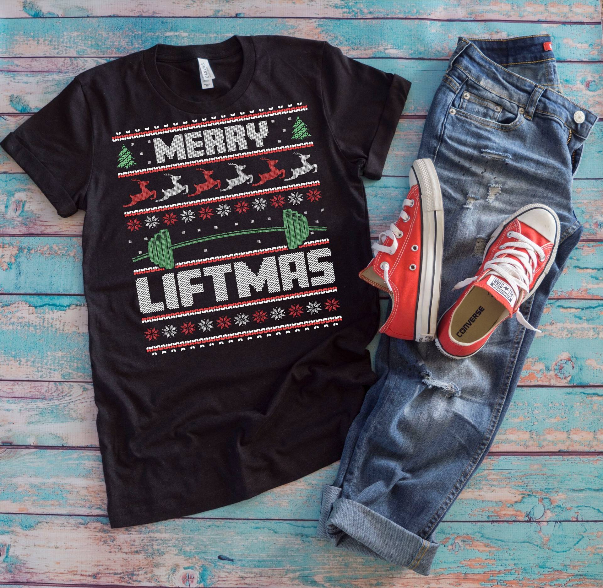 Weihnachts Workout Shirt | Merry Liftmas Lustiges Turntier Ugly Sweater Geschenk von TempusVitae