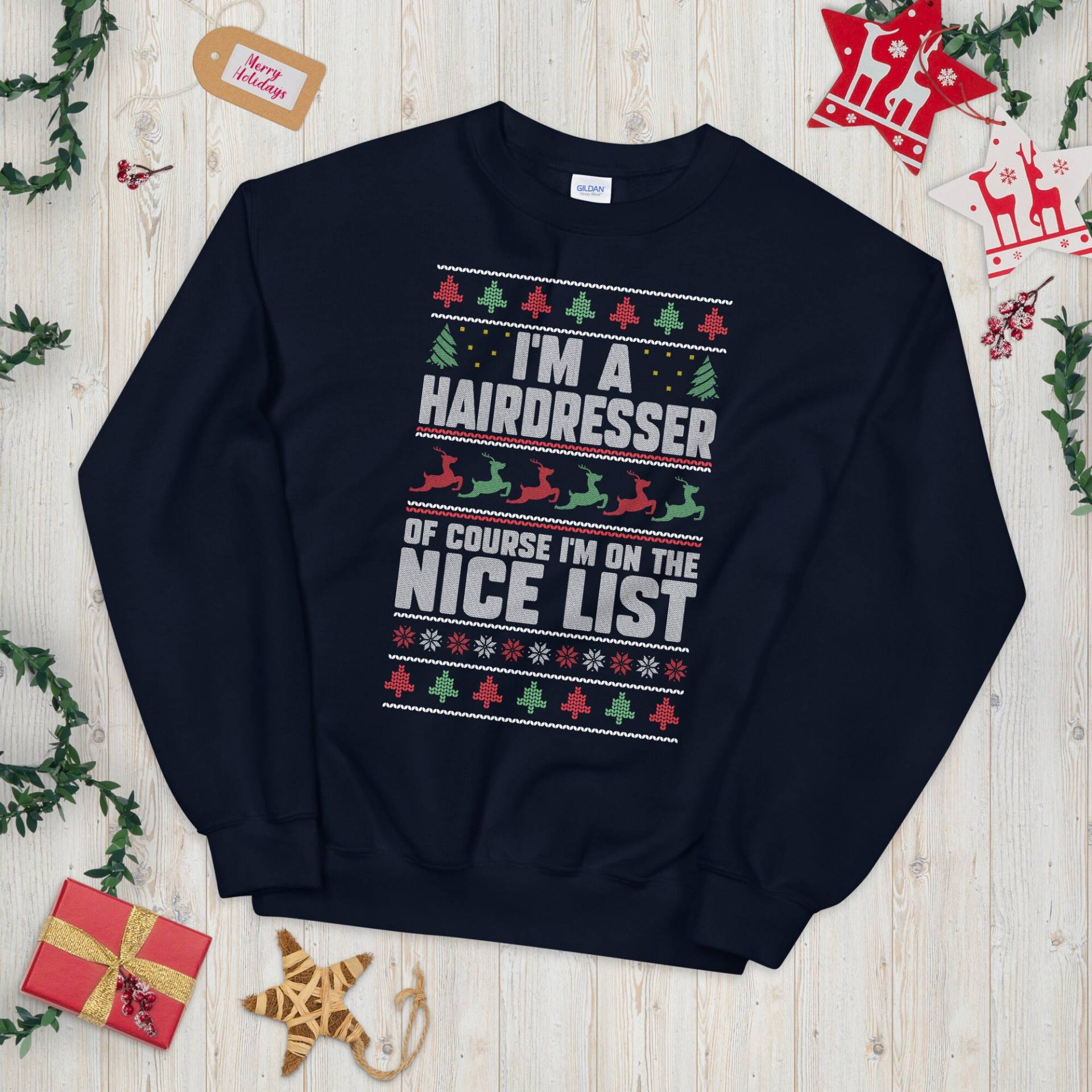 Weihnachtsfriseur Pullover | Ich Bin Ein Friseur Natürlich Ich Auf Der Schönen Liste Xmas Ugly Sweatshirt Geschenk von TempusVitae