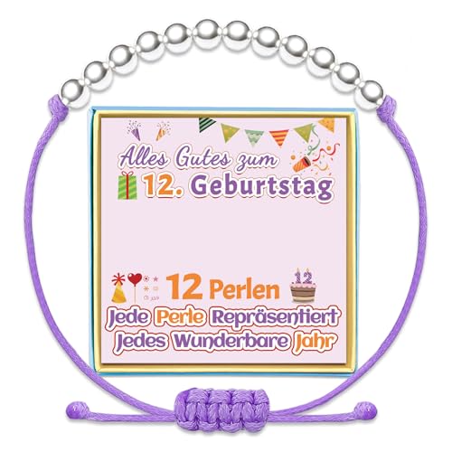 12. Geburtstag Armband Mädchen Geburtstagsgeschenk 12 Jahre Alt Geschenk zum Geburtstag Zwölf Jährige Armbänder Tochter Enkelin Geschenkideen Schwester Nichte Silber Schmuck Sinnvolle Besondere Idee von Temulnee