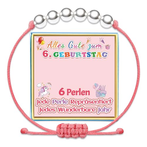 6. Geburtstag Armband Mädchen Geburtstagsgeschenk 6 Jahre Alt Geschenk zum Geburtstag Sechs Jährige Armbänder Tochter Enkelin Geschenkideen Schwester Nichte Silber Schmuck Sinnvolle Besondere Idee von Temulnee