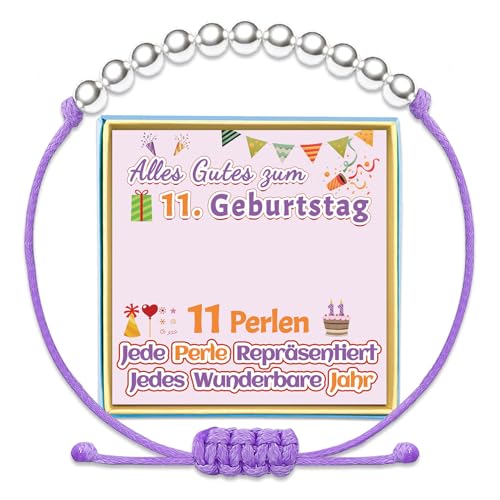 11. Geburtstag Armband Mädchen Geburtstagsgeschenk 11 Jahre Alt Geschenk zum Geburtstag Elf Jährige Armbänder Tochter Enkelin Geschenkideen Schwester Nichte Silber Schmuck Sinnvolle Besondere Idee von Temulnee