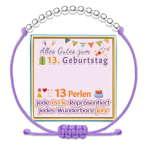 13. Geburtstag Armband Mädchen Geburtstagsgeschenk 13 Jahre Alt Geschenk zum Geburtstag Dreizehn Jährige Armbänder Tochter Enkelin Geschenkideen Nichte Silber Schmuck Sinnvolle Besondere Idee von Temulnee