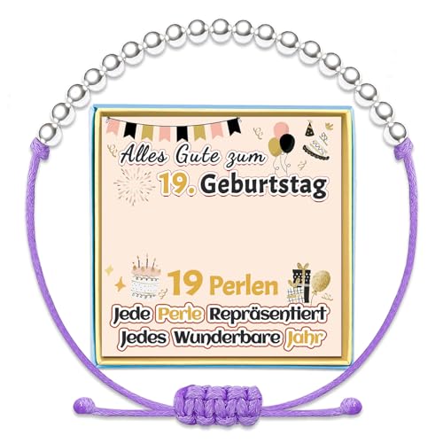 19. Geburtstag Armband Mädchen Geburtstagsgeschenk 19 Jahre Alt Geschenk zum Geburtstag Neunzehn Jährige Frauen Armbänder Tochter Enkelin Geschenkideen Nichte Schmuck Sinnvolle Besondere Idee von Temulnee