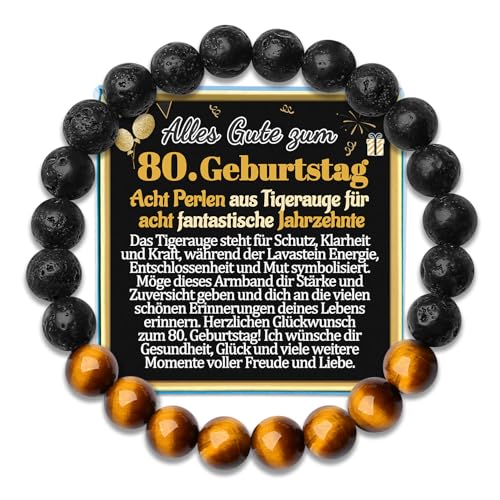 80 Geburtstag Männer Armband Geschenk für den 80. Geburtstag Geschenke zum 80er Geburtstagsgeschenke Achtzig Jahre Jährige Armbänder Opa Uropa Papa Onkel Mann Schwiegervater Schmuck Geburtstagskarte von Temulnee
