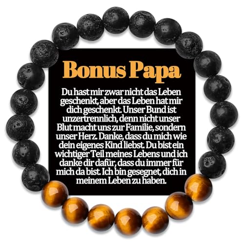 Bonus Papa Armband Bonuspapa Geschenke für Stiefpapa Armbänder Geschenk an Meinen Stiefvater zum Geburtstag Vatertag Vatertagsgeschenke Geburtstagsgeschenk Männer Schmuck Geschenkidee Herren Sinvolles von Temulnee
