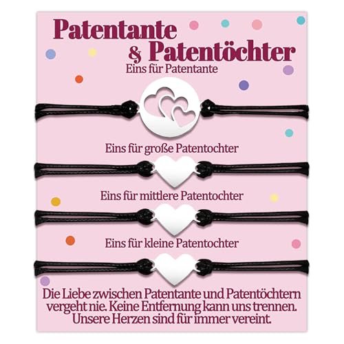 Patentante 2 3 Patentochter Armband Geschenke für Patenkind Von Patentante Patentöchter Armbänder Geschenk zum Geburtstag Geschenkideen Herz Schmuck Frauen Schmuckset für 2 3 4 Damen (3 Patentöchter) von Temulnee