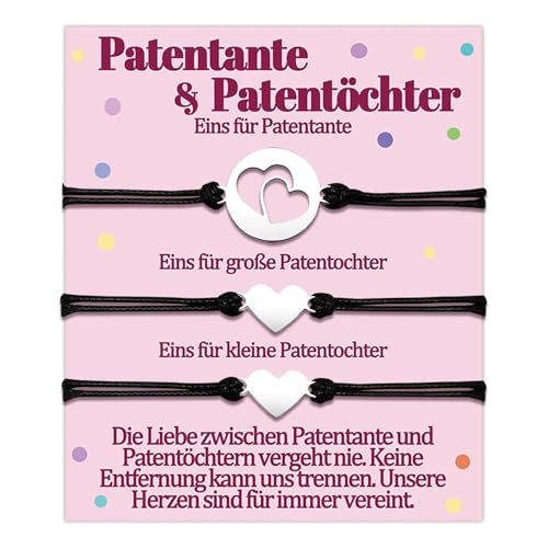 Patentante 2 Patentochter Armband Geschenke für Patenkind Von Patentante Zwei Patentöchter Armbänder Geschenk zum Geburtstag Geschenkideen Herz Schmuck Frauen Schmuckset für 3 Damen Sinvolles von Temulnee