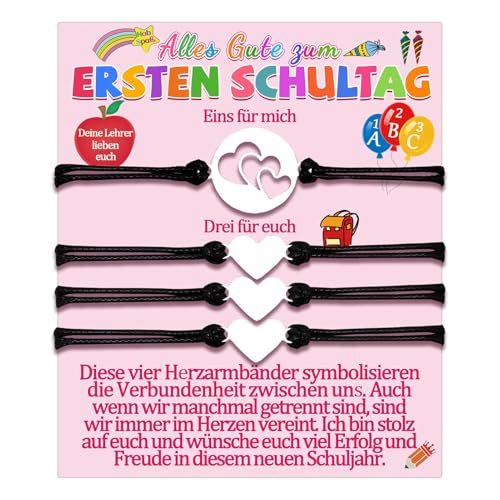 Schulkind Einschulung Armband Geschenk Mädchen Junge Schuleinführung Geschenke zum Schulanfang für Schulanfänger Armbänder Erster Schultag Einschulungsgeschenk Endlich Schulbeginn Schmuck (Herz 3) von Temulnee
