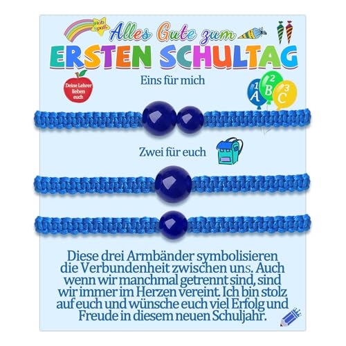Schulkind Einschulung Armband Geschenk Mädchen Junge Schuleinführung Geschenke zum Schulanfang für Schulanfänger Armbänder Erster Schultag Einschulungsgeschenk Endlich Schulbeginn Schmuck (Perle 2) von Temulnee