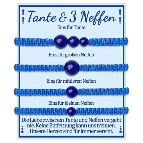 Tante 3 Neffe Armband Geschenke Tante und 3 Neffen Armbänder für Tante von Drei Neffe Geschenk zum Geburtstag Idee Muttertag Weihnachten Geschenkideen Passende Schumuck Frauen Schmuckset für 4 von Temulnee