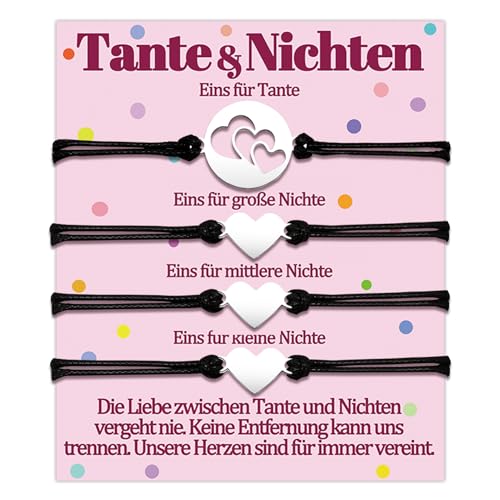 Temulnee Tante 3 Nichte Armband 3er Nichten Geschenk von Tante Passende Armbänder Geschenke Geschenkideen Herze Armband Set Geburtstagsgeschenk Valentinstagsgeschenke SchmuckMädchen Damen Set für 4 von Temulnee