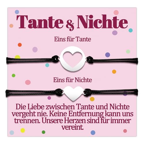Temulnee Tante Nichte Armband Geschenke Tante und Nichte Armbänder für Tante von Nichte Geschenk zum Geburtstag Muttertag Weihnachten Geschenkideen Herz Schumuck Frauen Schmuckset für 2 Damen von Temulnee