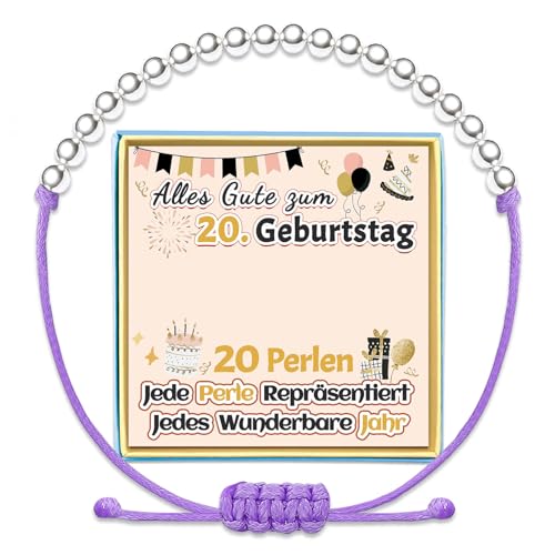 Temulnee 20. Geburtstag Armband Frauen Geburtstagsgeschenk 20 Jahre Alt Geschenk zum Geburtstag Zwanzig Jährige Armbänder Mädchen Tochter Enkelin Geschenkideen Nichte Schmuck Sinnvolle Besondere Idee von Temulnee