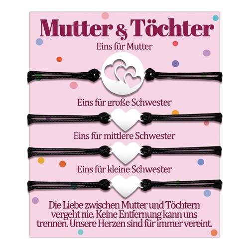 Mutter Tochter Armband Mama und 3 Töchter Geschenke für Mutti von Drei Tochter Armbänder Geschenk zum Geburtstag Muttertag Weihnachten Geschenkideen Herz Schumuck Frauen Schmuckset für 4 Damen von Temulnee