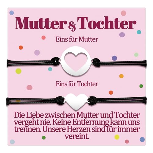 Temulnee Mutter Tochter Armband Mama und Tochter Geschenke für Mutti von Tochter Armbänder Geschenk zum Geburtstag Muttertag Weihnachten Geschenkideen Herz Schumuck Frauen Schmuckset für 2 Damen von Temulnee