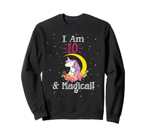 Cartoon Girls I Am 10 & Magical Unicorn Birthday Sweatshirt Cartoon Girls I Am 10 & Magical Unicorn Birthday Sweatshirt von Ten Year Old Kid Unicorn Birthday Gifts &TShirts